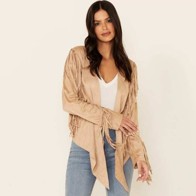 Vocal Women's Faux Suede Western Fringe Jacket